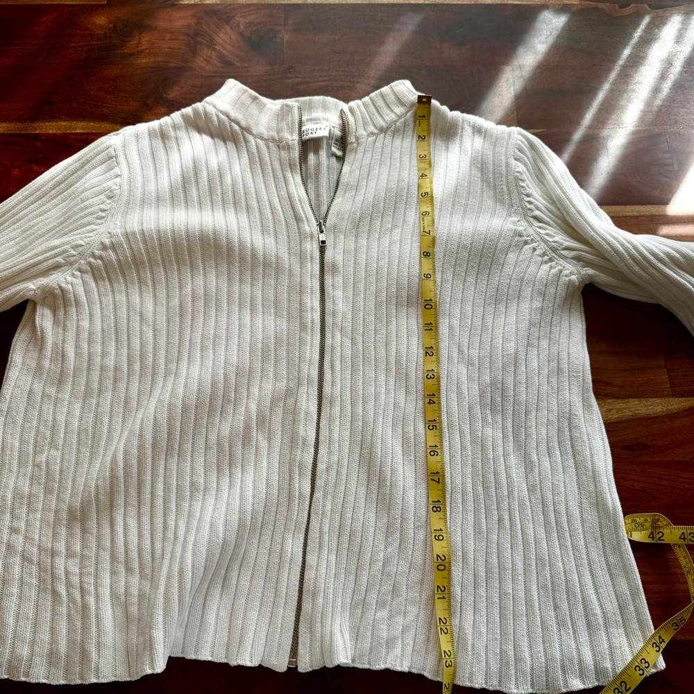 Kim Rogers White Ribbed Zip-Up Cardigan - Picture 5 of 6